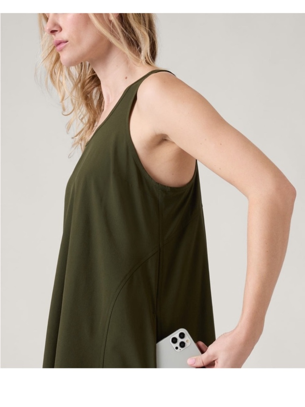 Athleta Presidio Dress Olive Green Small EUC - Picture 3 of 6